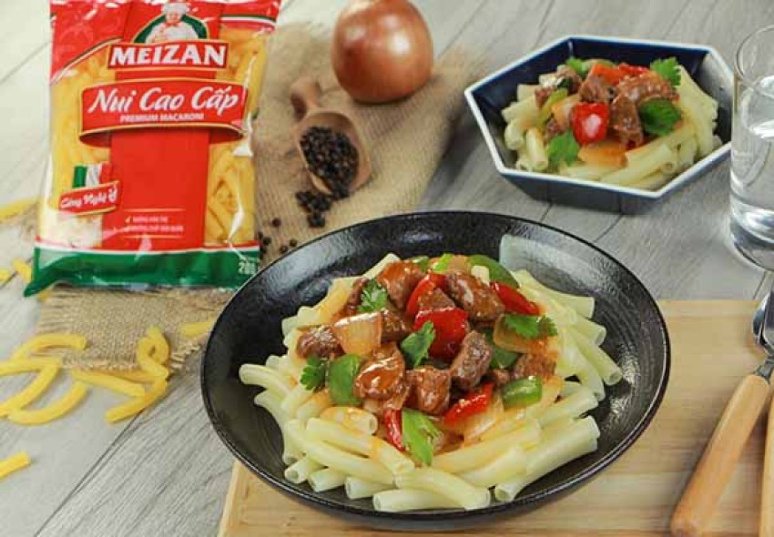 "Nâng tầm" món nui xào bò lúc lắc quen thuộc với nui cao cấp Meizan