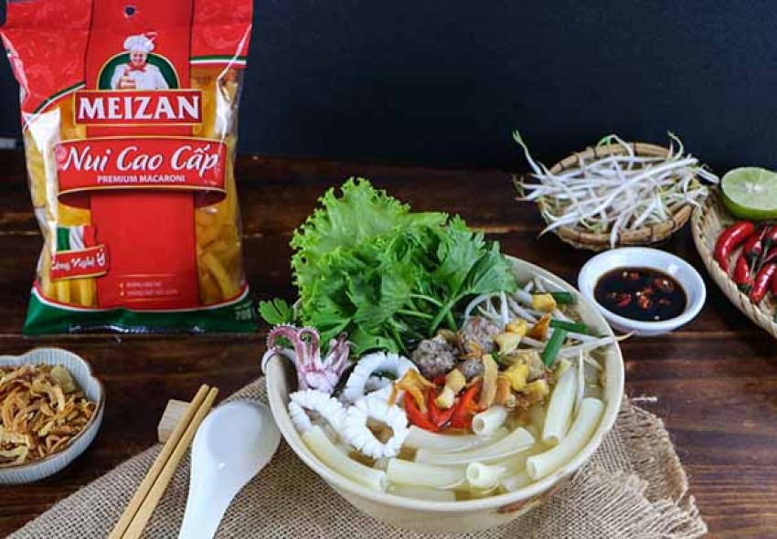Chinh phục món mực và thịt viên thơm ngon hết ý với nui cao cấp Meizan