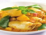 Cà ri mực, lá húng lủi