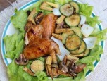 Cánh gà và rau củ nướng