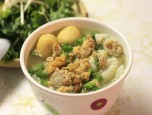 Nui gạo nấu mọc tôm