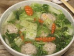 Canh cải nấu thịt viên