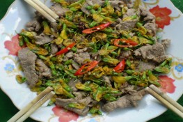 Thưởng thức bông điên điển xào với thịt bò