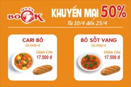 Quán Bò Ok giảm giá 50 % cà ri và bò sốt vang