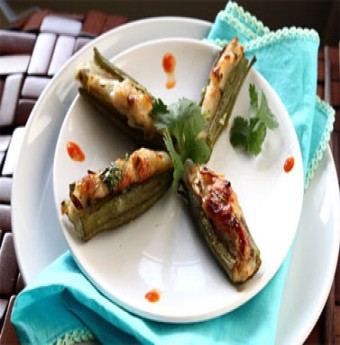 Đậu bắp nhồi chả cá chiên