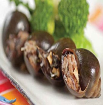 Ốc nhồi thịt hấp bông cải