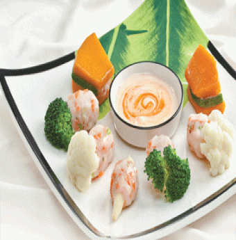 Tôm hấp rau củ