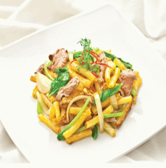 Nui xào thịt bò
