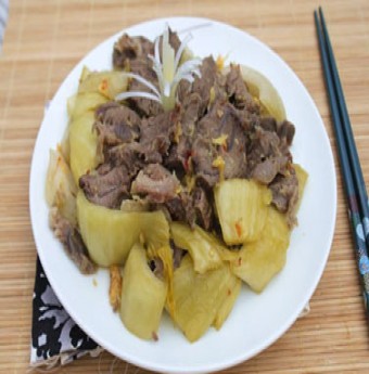 Dưa cải chua trộn bắp bò