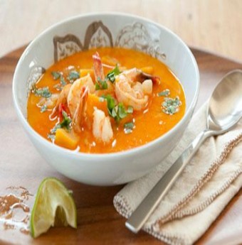 Canh bí đỏ nấu tôm