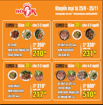 Tưng bừng khuyến mại với 4 combo tại quán Bò Ok