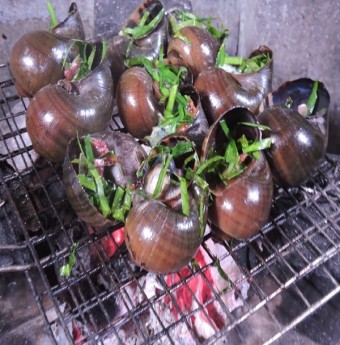 Ốc bươu nướng lá chanh đã ăn là mê