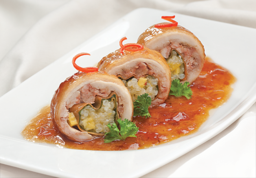 gà cuộn xôi xoài